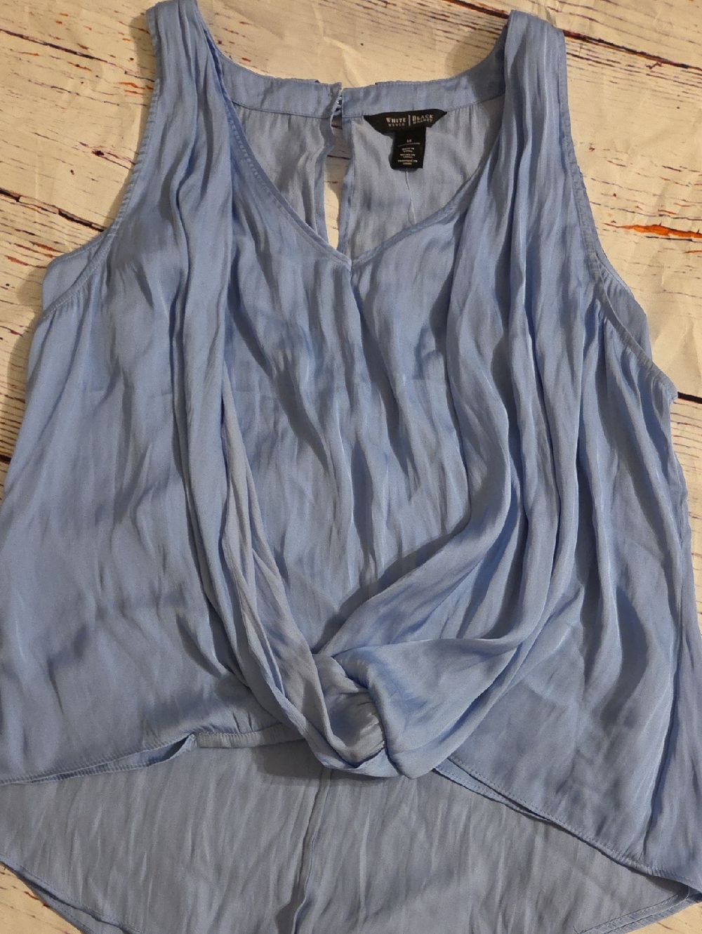 White House Black Market Pale Blue Draped Knot-Front Sleeveless Camisole